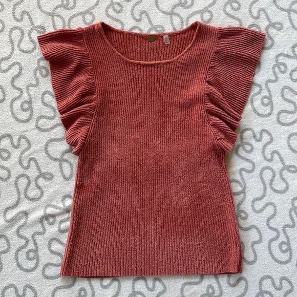 Free People Tops - Free People One Ribbed Flutter Sleeve Blouse